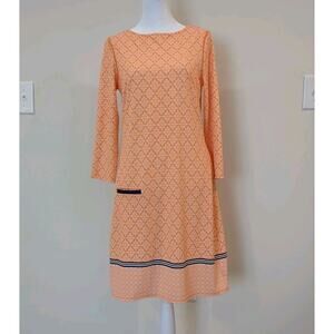 Cabana Life Dress Cover Up Women Small Orange White Long Sleeve UPF Resort Beach